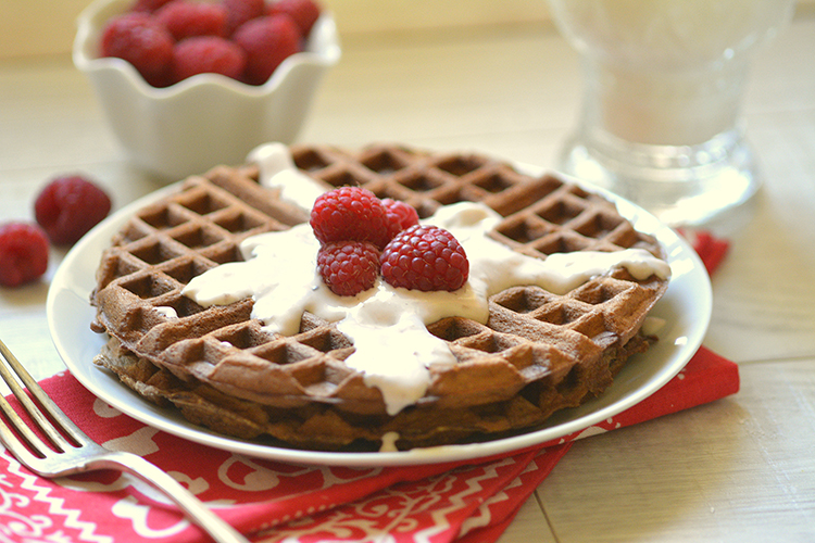 Waffles con Crema de Frambuesa