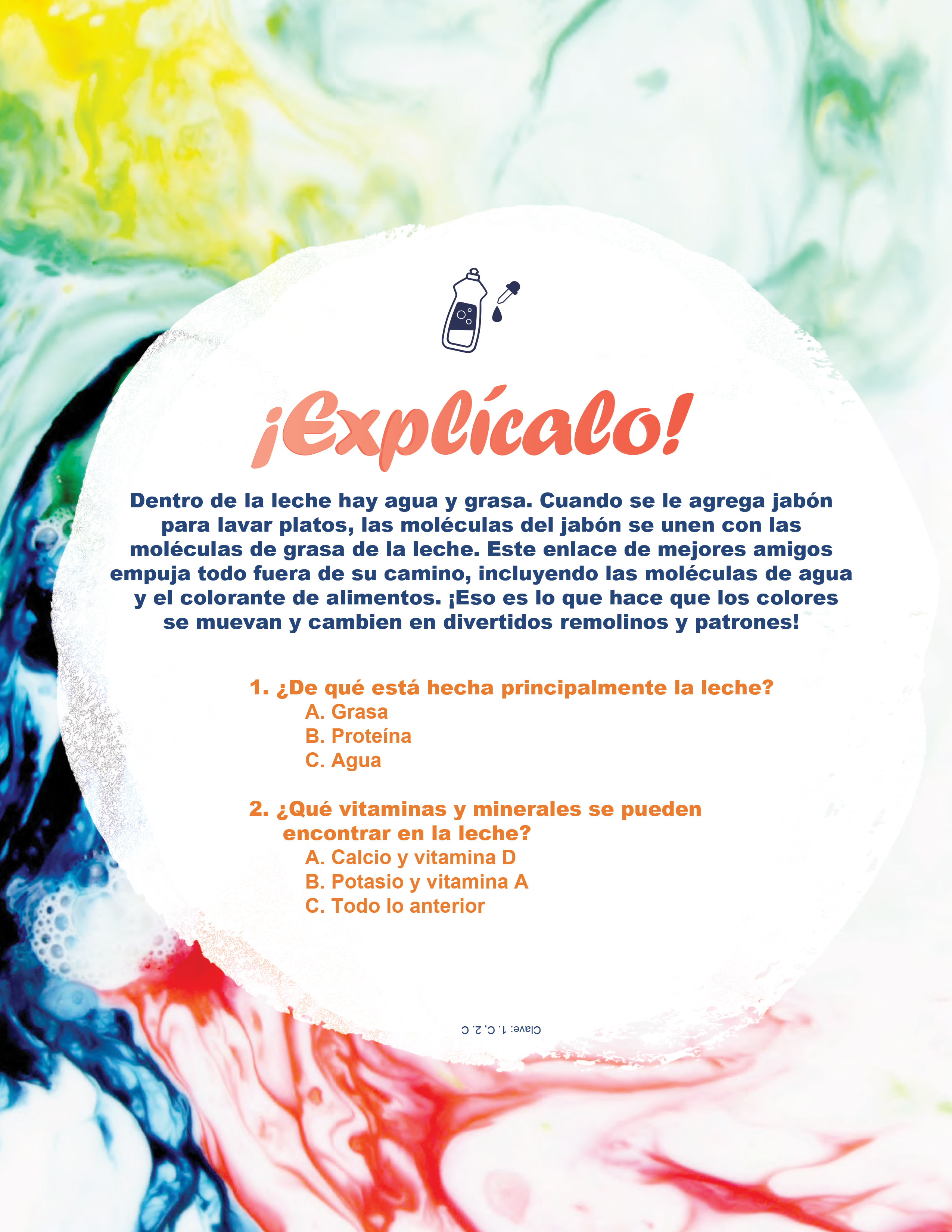 Instrucciones para Remolino de colores de leche