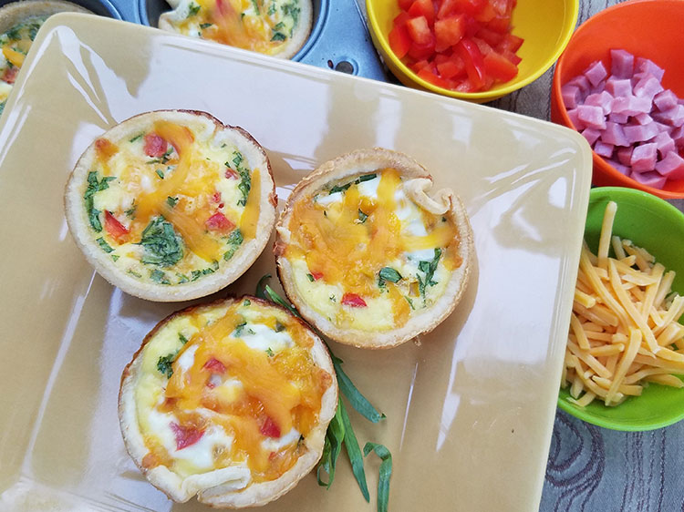 Mini Quiches Mañaneros De Jamón y Vegetales