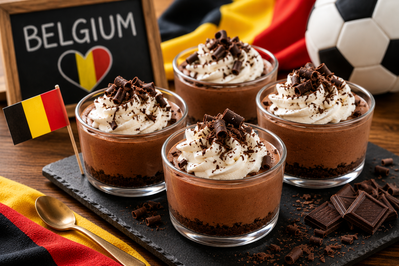 Vasitos de Mousse de Chocolate Belga Sin Hornear