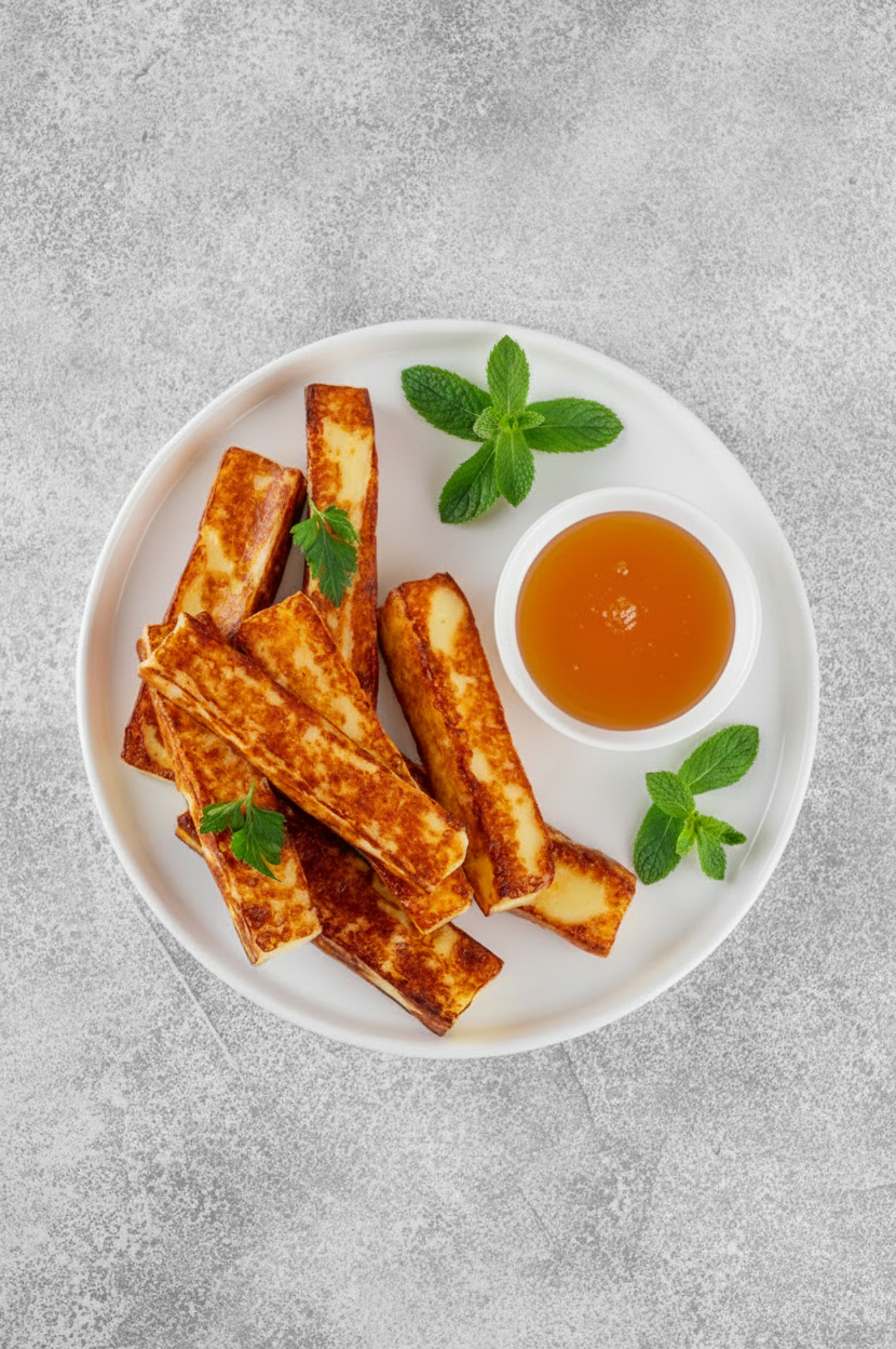 Bastones Crujientes de Halloumi con Miel y Menta 