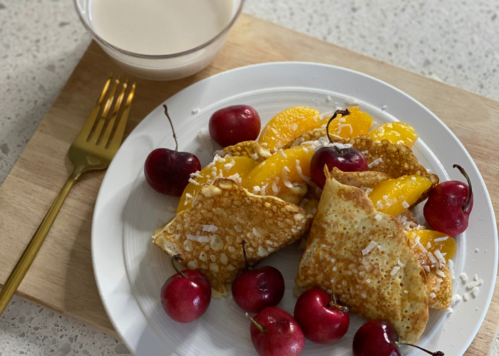CREPES DE DURAZNO Y ALMENDRA