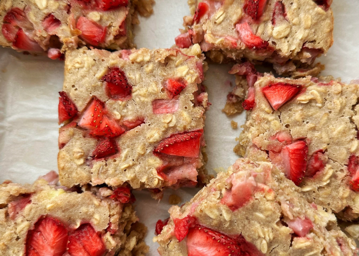 Barritas de fresa y avena para el desayuno