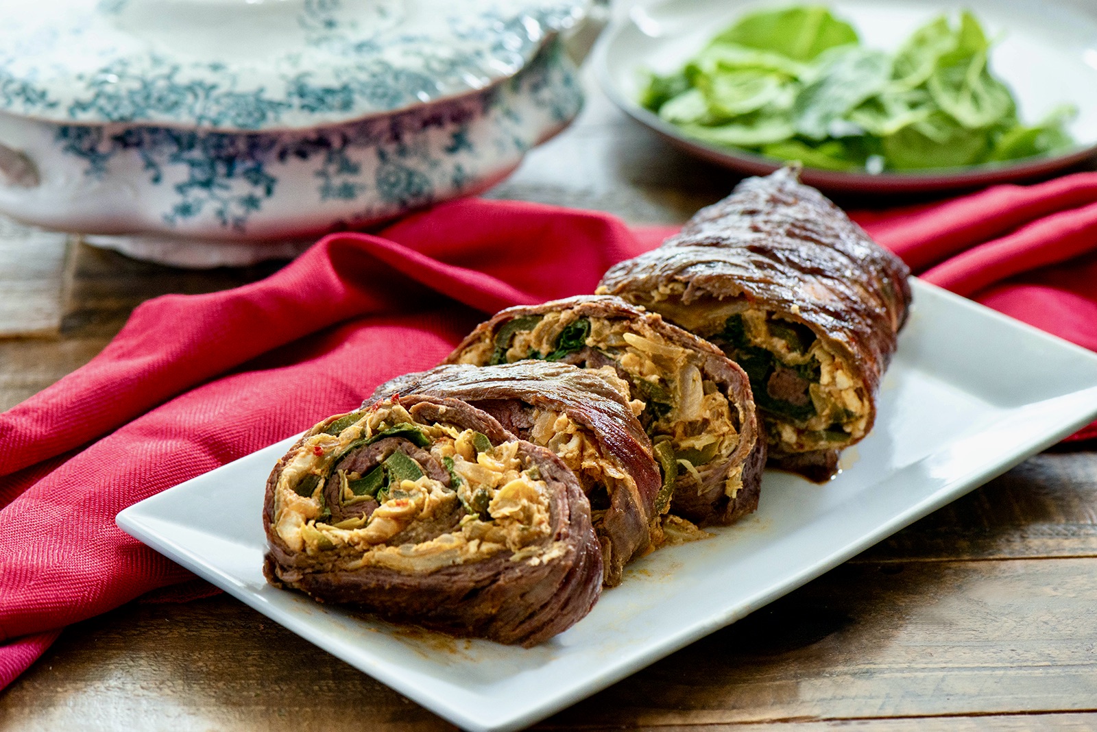 Arrachera Rellena con crema de Espinaca